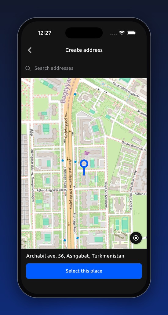 PostShop — address picker on map