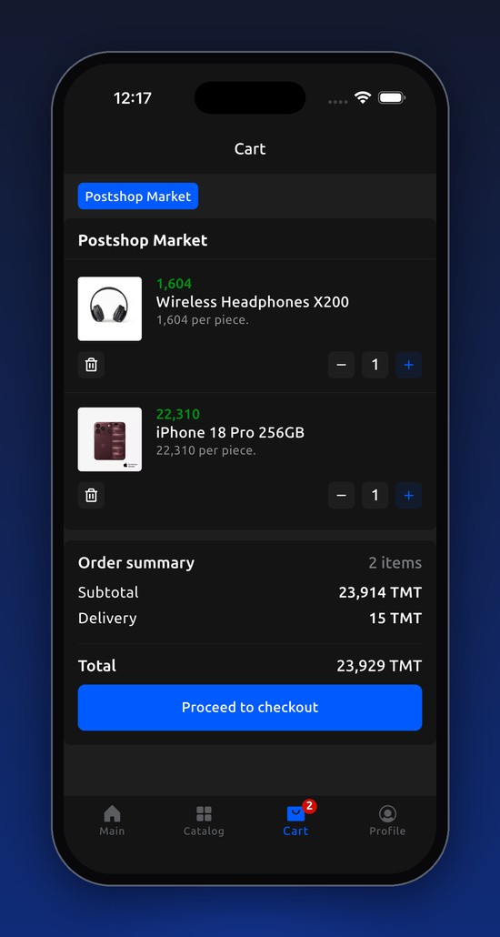 PostShop — cart
