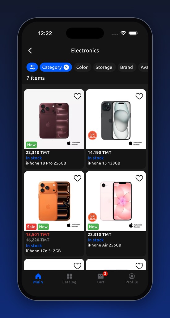 PostShop — product list with filters